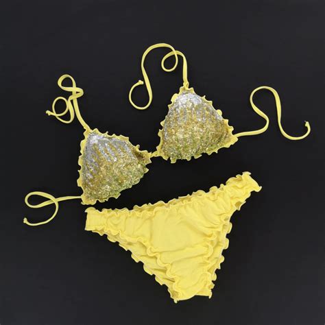 Costume bikini mare blu paillettes Goldenpoint tg 1 nuovo.